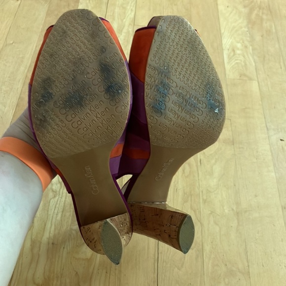 Calvin Klein suede slingback cork purple orange 9 Gracie - Picture 6 of 12
